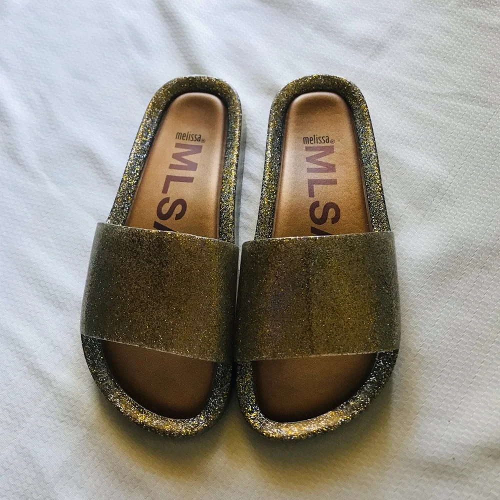 Melissa Kids Glitter Slide Sandals‎ - Gold
